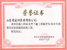 和天下7#楼获2018年莱芜市优质建筑结构AYX爱体育